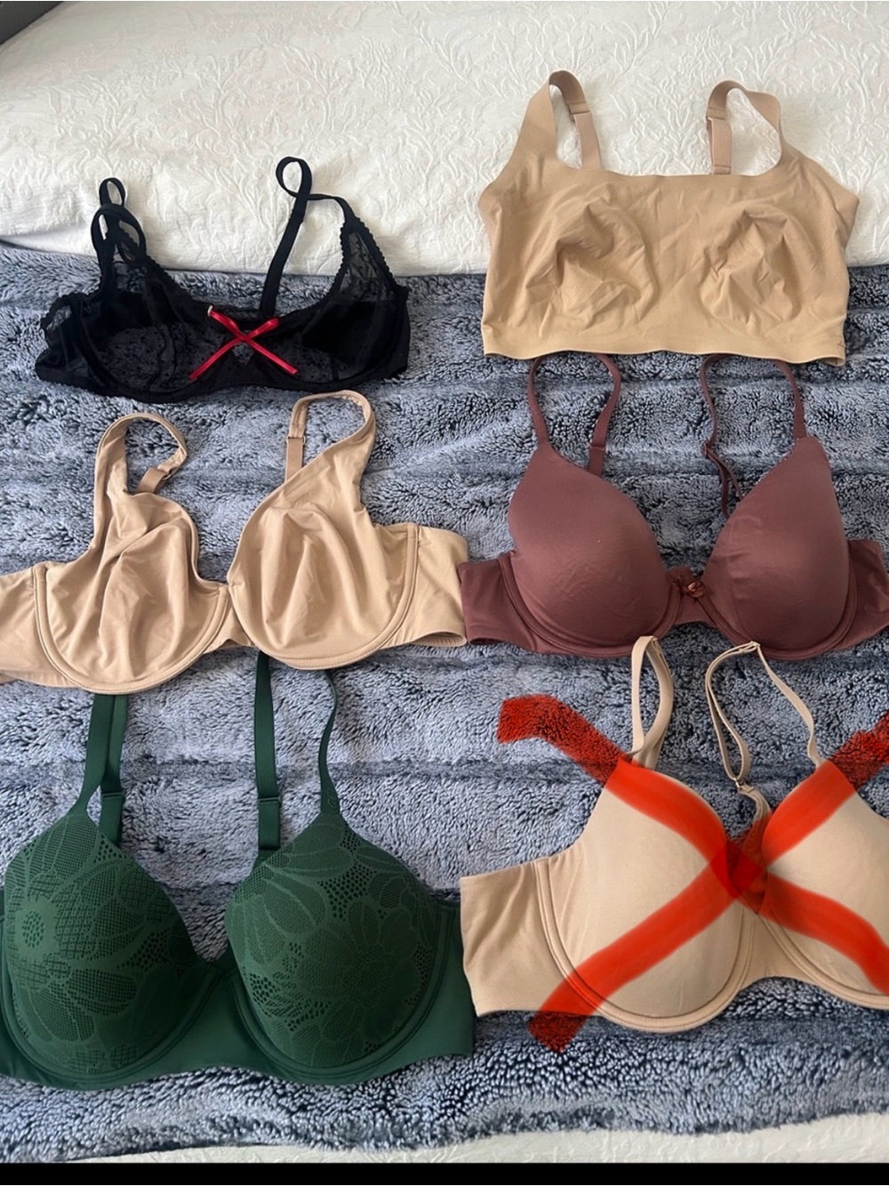 Assorted Women's Bra 36b - Beige, Black, Green, Brown